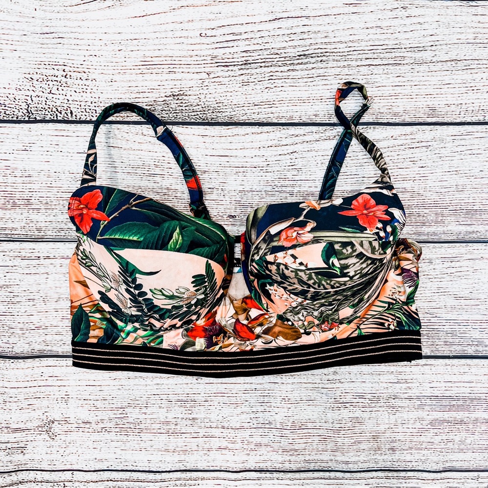 Tropical Floral Underwire Bikini Top - Multi-Color